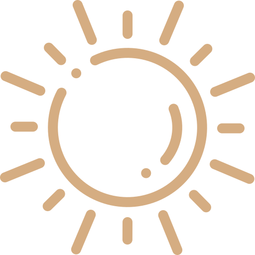 Sun icon with rays and abstract face details